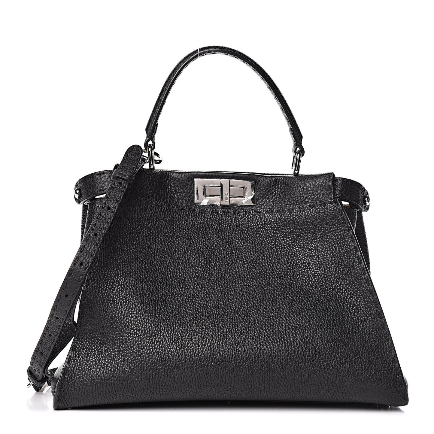 Cuoio Romano Selleria Bi-Color Medium Peekaboo Iconic Satchel Black Mou