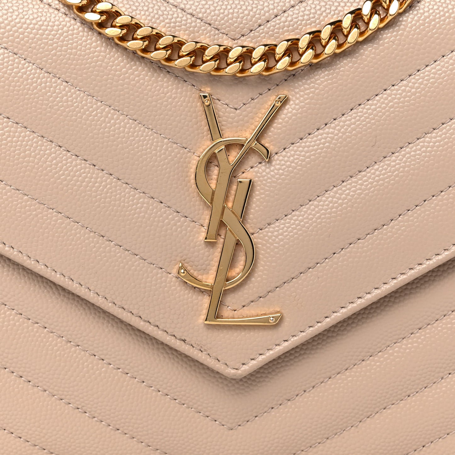 Grain De Poudre Matelasse Chevron Monogram Chain Wallet Nude Powder