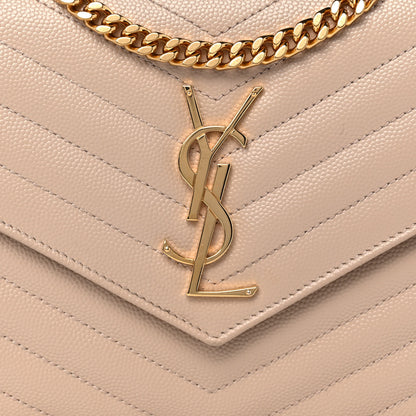 Saint Laurent Grain De Poudre Matelasse Chevron Monogram Chain Wallet Nude Powder 7 of 11