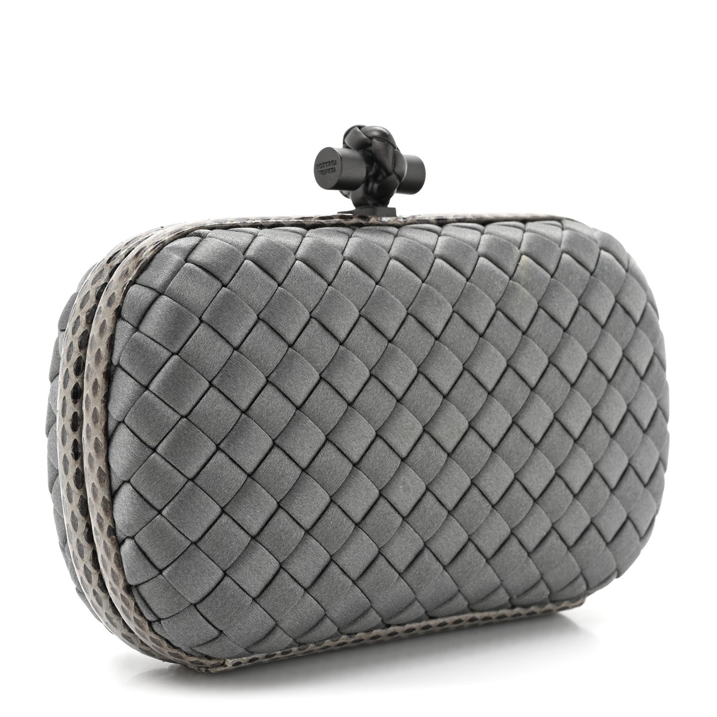 Satin Intreccio Impero Ayers Knot Clutch Grey