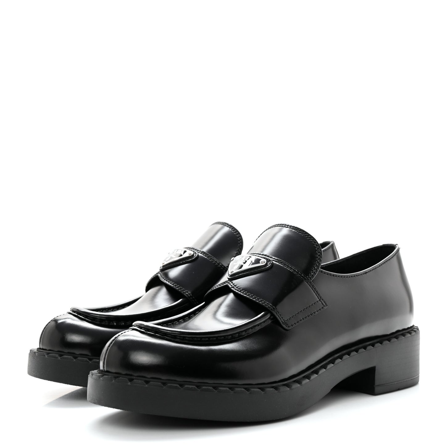Spazzolato Metal Triangle Logo 50mm Loafers 40 Black