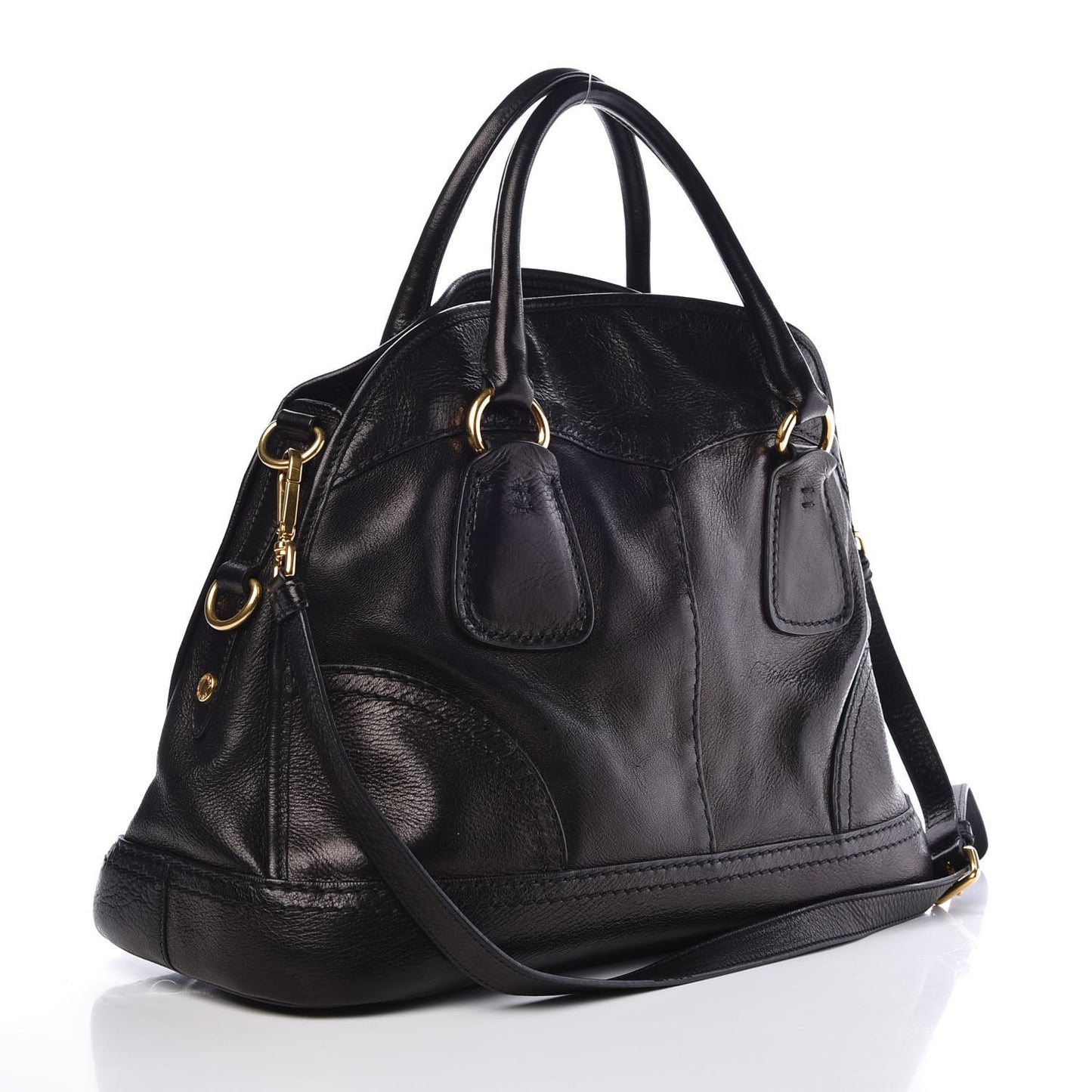 Cervo Deerskin Dome Satchel Black