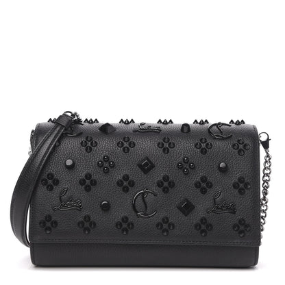 Christian Louboutin Calfskin Spikes Loubinthesky Paloma Clutch Black 1 of 11