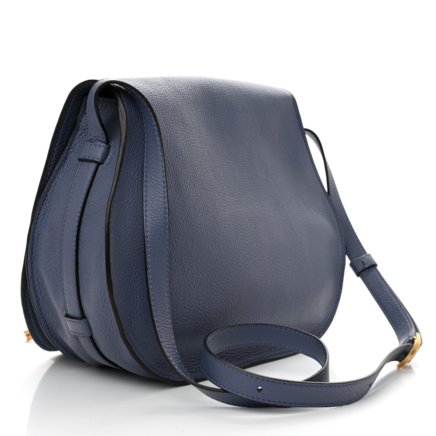 Calfskin Medium Marcie Round Crossbody Bag Street Blue