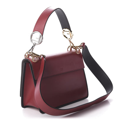 Fendi Vitello Century F is Fendi Bi-Color FF 1974 Embossed Kan I Shoulder Bag Fragola Maya Black 3 of 10