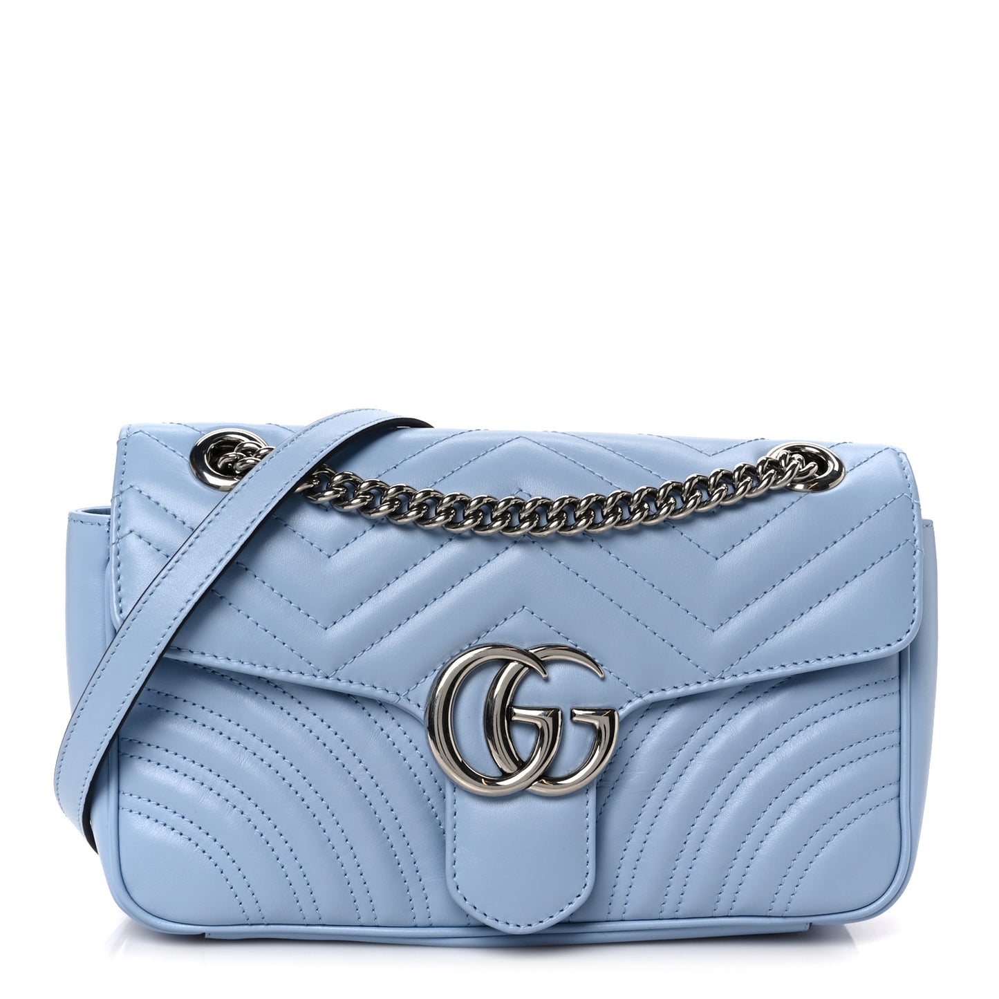 Calfskin Matelasse Small GG Marmont Shoulder Bag Porcelain Light Blue