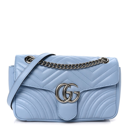 Gucci Calfskin Matelasse Small GG Marmont Shoulder Bag Porcelain Light Blue 1 of 11