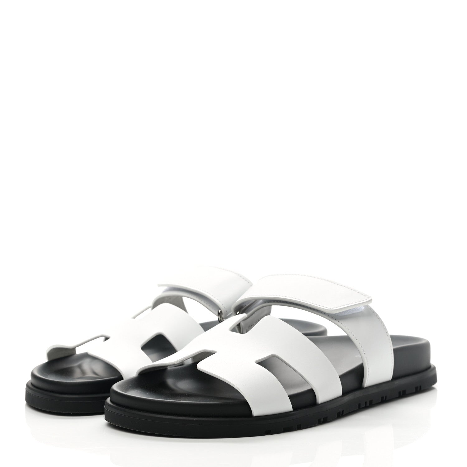 Hermes Calfskin Womens Chypre Sandals 37 White 3 of 9