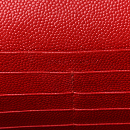 Saint Laurent Grain De Poudre Matelasse Chevron Monogram Chain Wallet Red 7 of 11