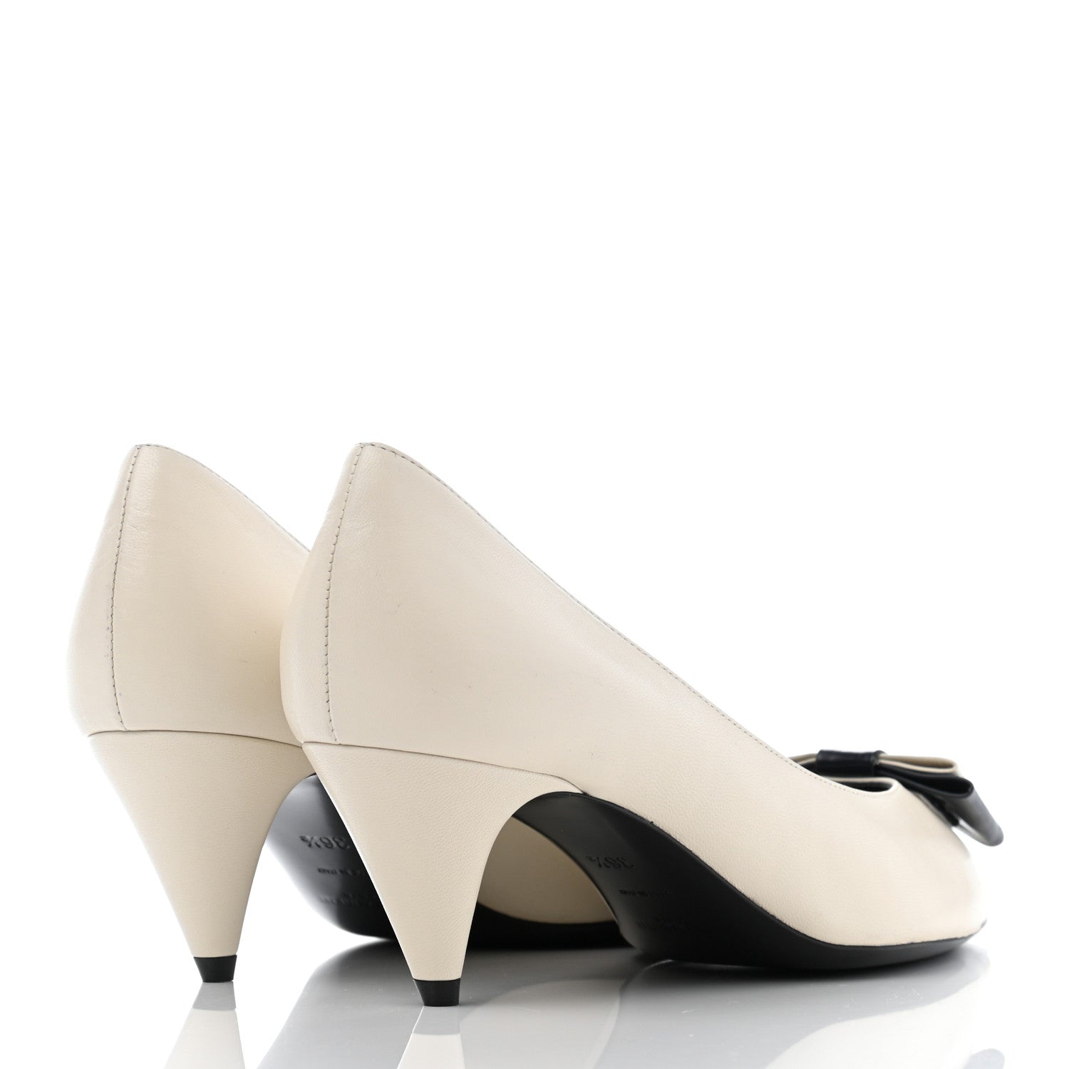 Saint Laurent Calfskin Bow Anais Pumps 36.5 White 4 of 10