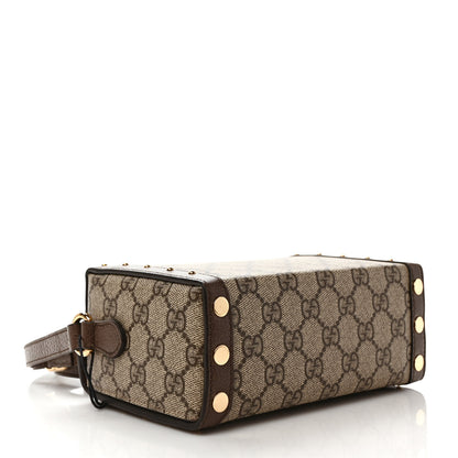 Gucci GG Supreme Monogram Textured Dollar Calfskin Mini Trunk Shoulder Bag Beige Ebony New Acero 5 of 10