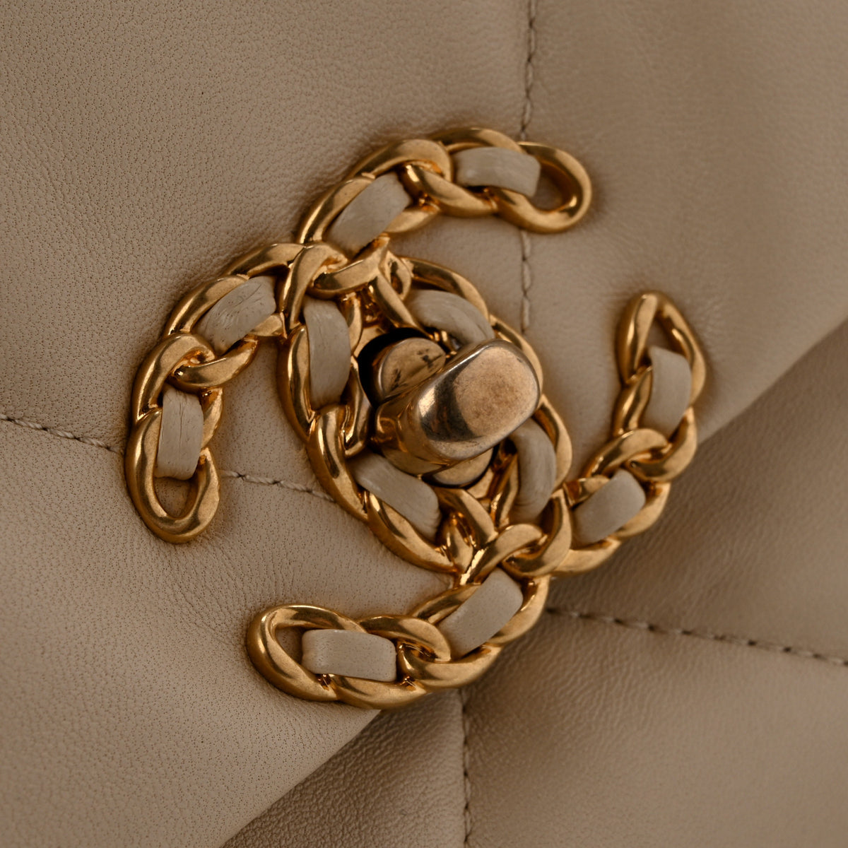 Chanel Lambskin Quilted Maxi Chanel 19 Flap Beige 13 of 13