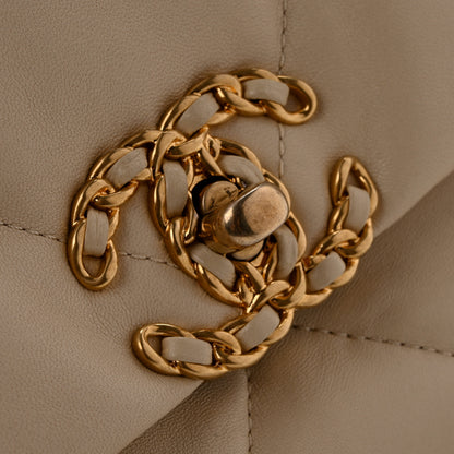 Chanel Lambskin Quilted Maxi Chanel 19 Flap Beige 13 of 13