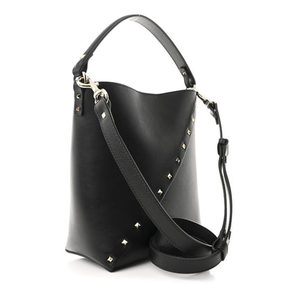 Valentino Garavani Calfskin Rockstud Wispy Bucket Bag Black 3 of 10