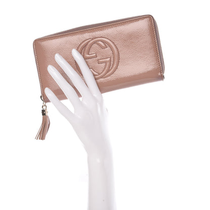 Gucci Patent Soho Zip Around Wallet Dark Cipria 2 of 12