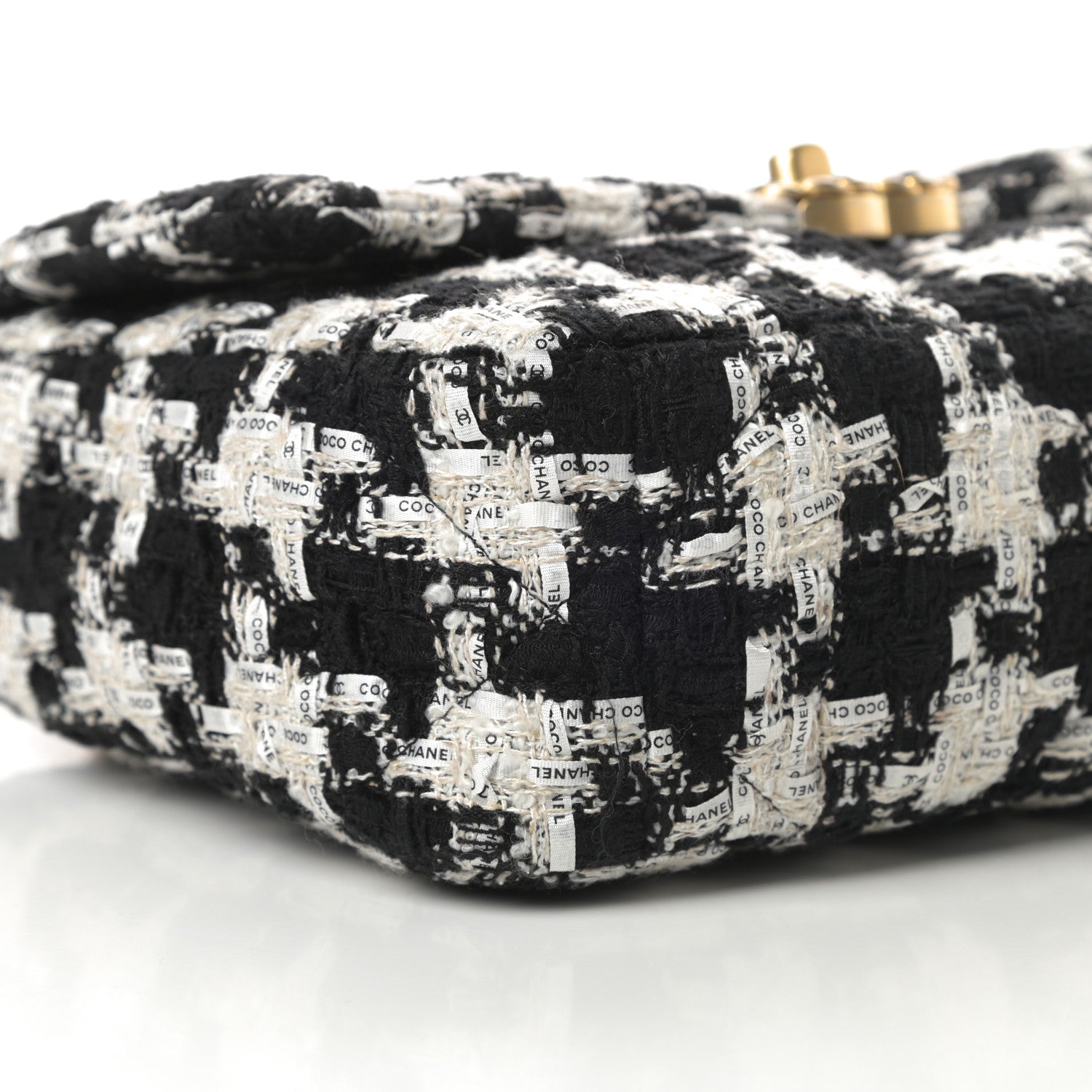 Chanel Tweed Quilted Medium Chanel 19 Flap Black Ecru White 9 of 11