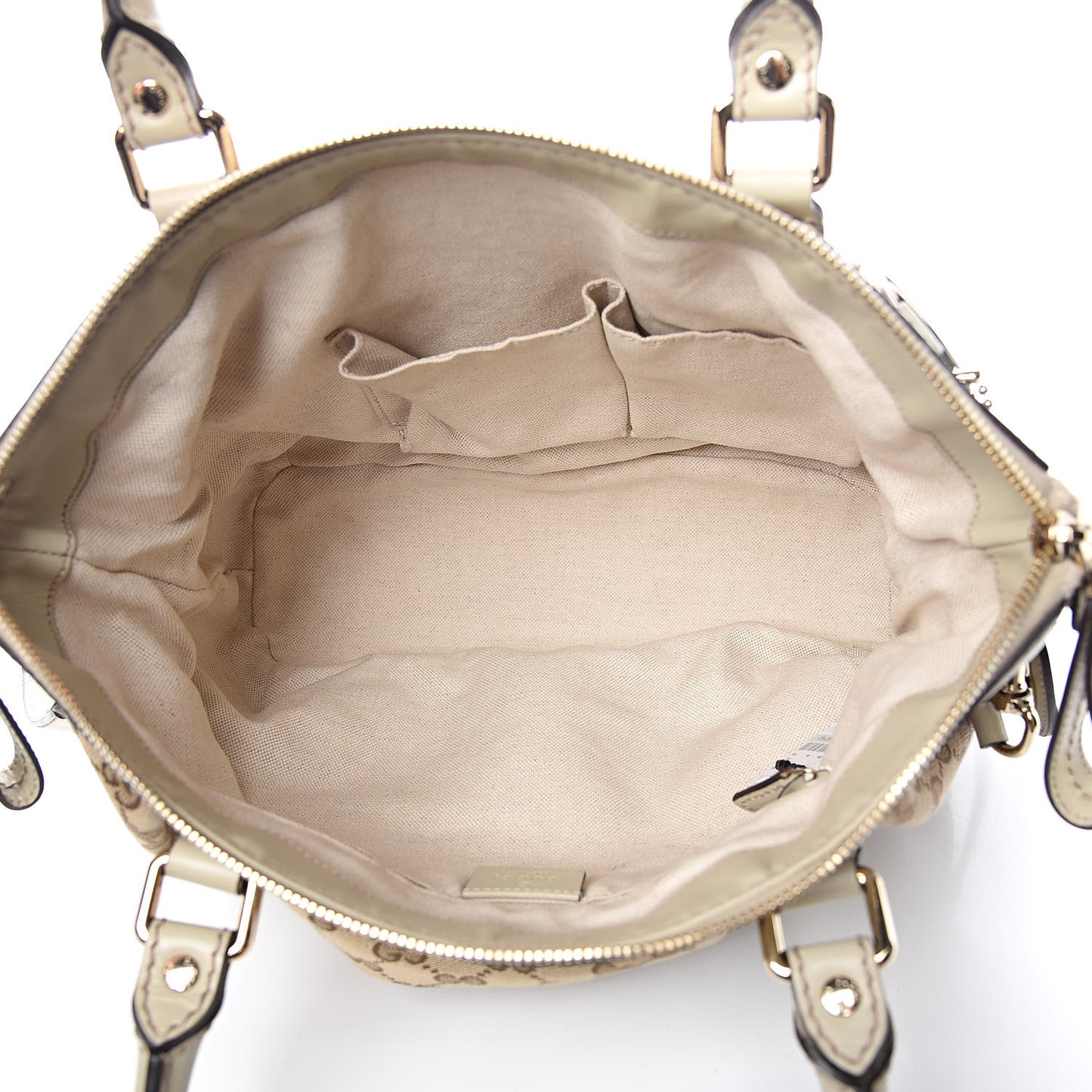 Monogram Margaux Calfskin Medium Sukey Top Handle Bag Beige Ebony Mystic White