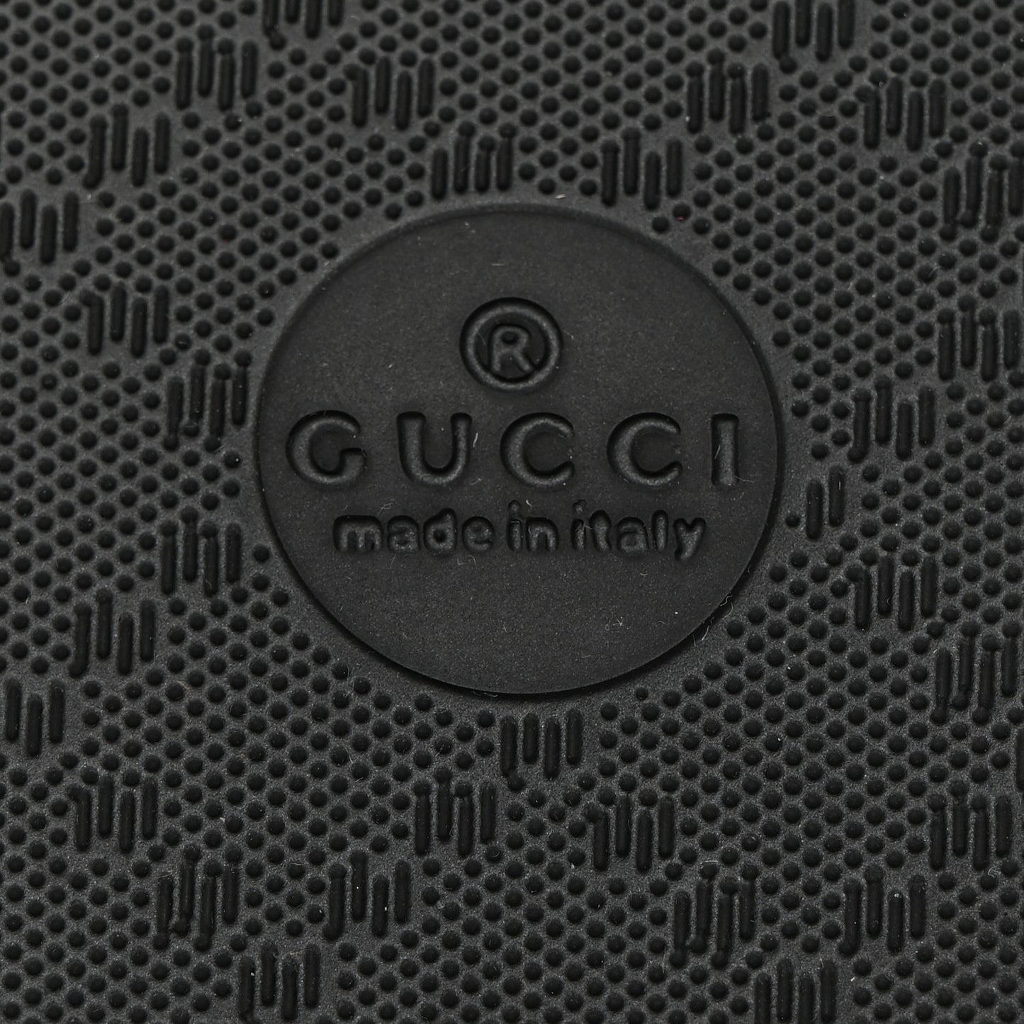 Rubber GG Monogram Perforated Womens Slide Sandals Black