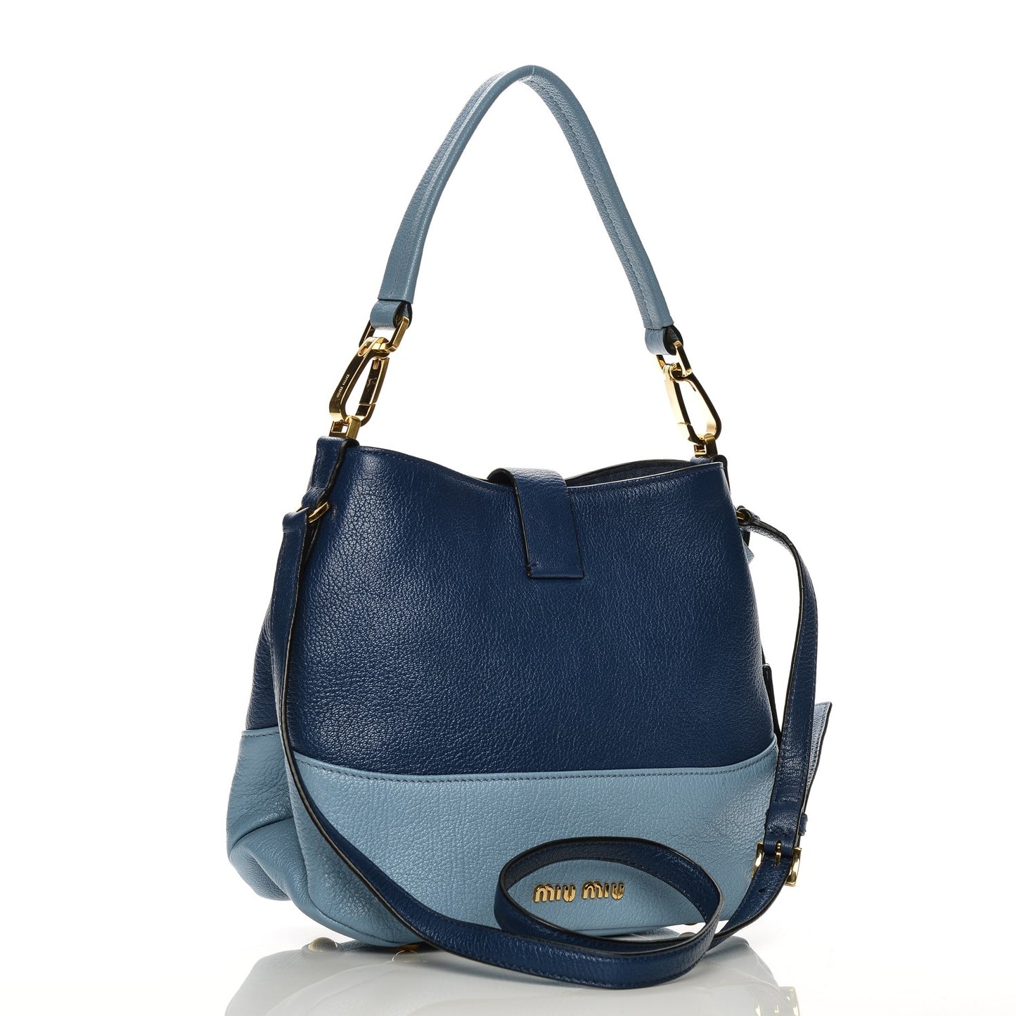 Goatskin Madras Bi-Color Shoulder Bag Cobalto Astrale