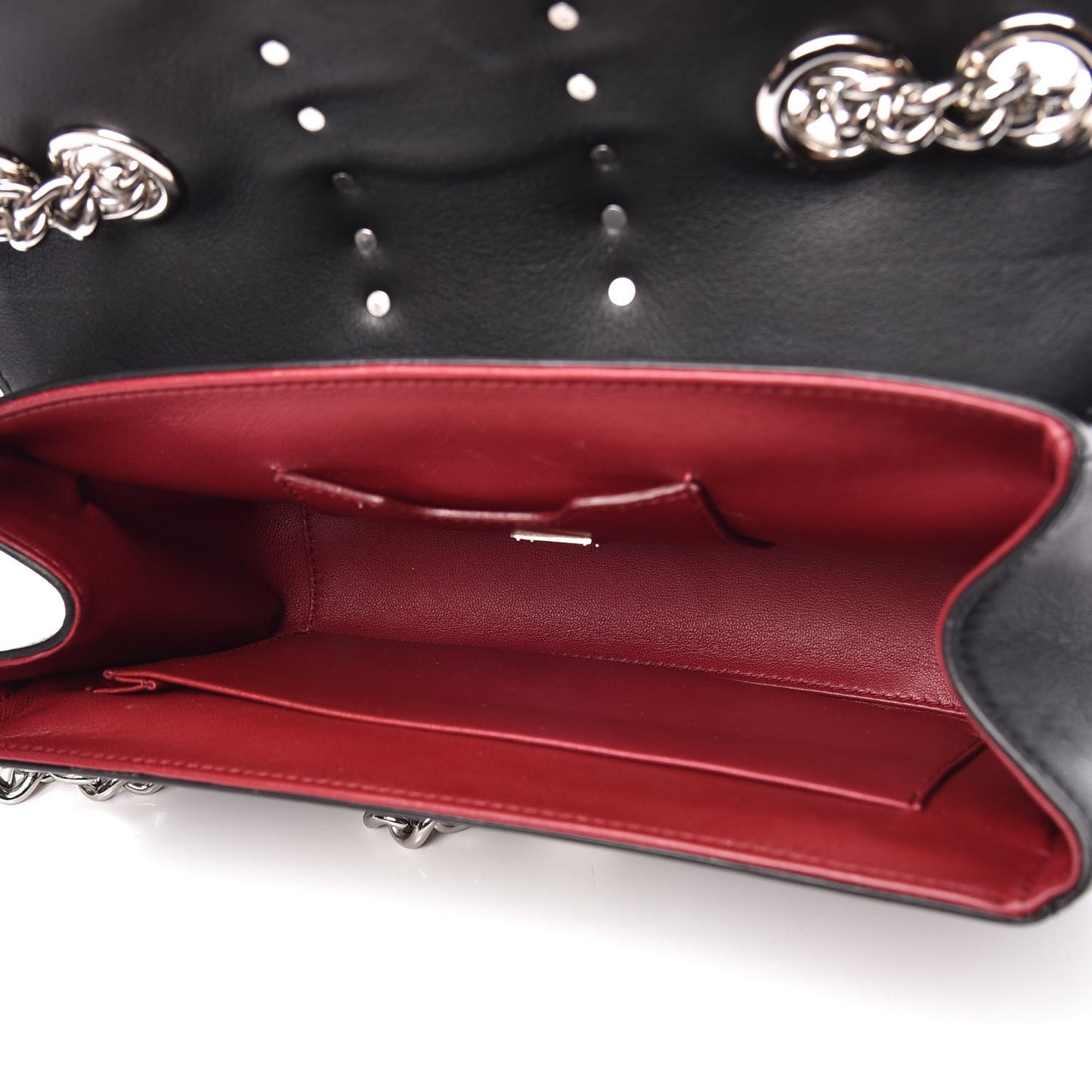 Calfskin Lucia Amore Heart Chain Shoulder Bag Black
