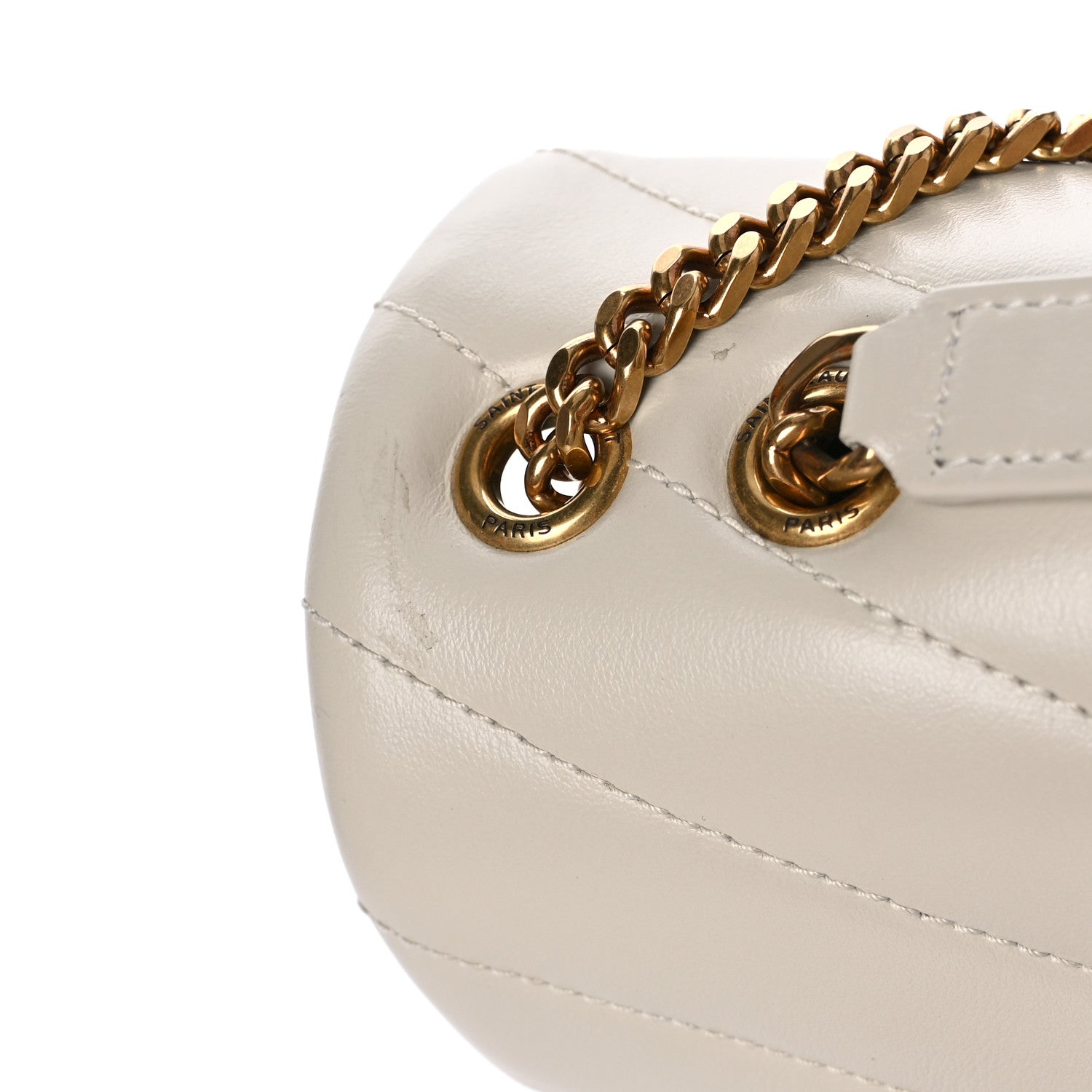 Saint Laurent Calfskin Y Quilted Monogram Small Loulou Chain Satchel Blanc Vintage 9 of 9