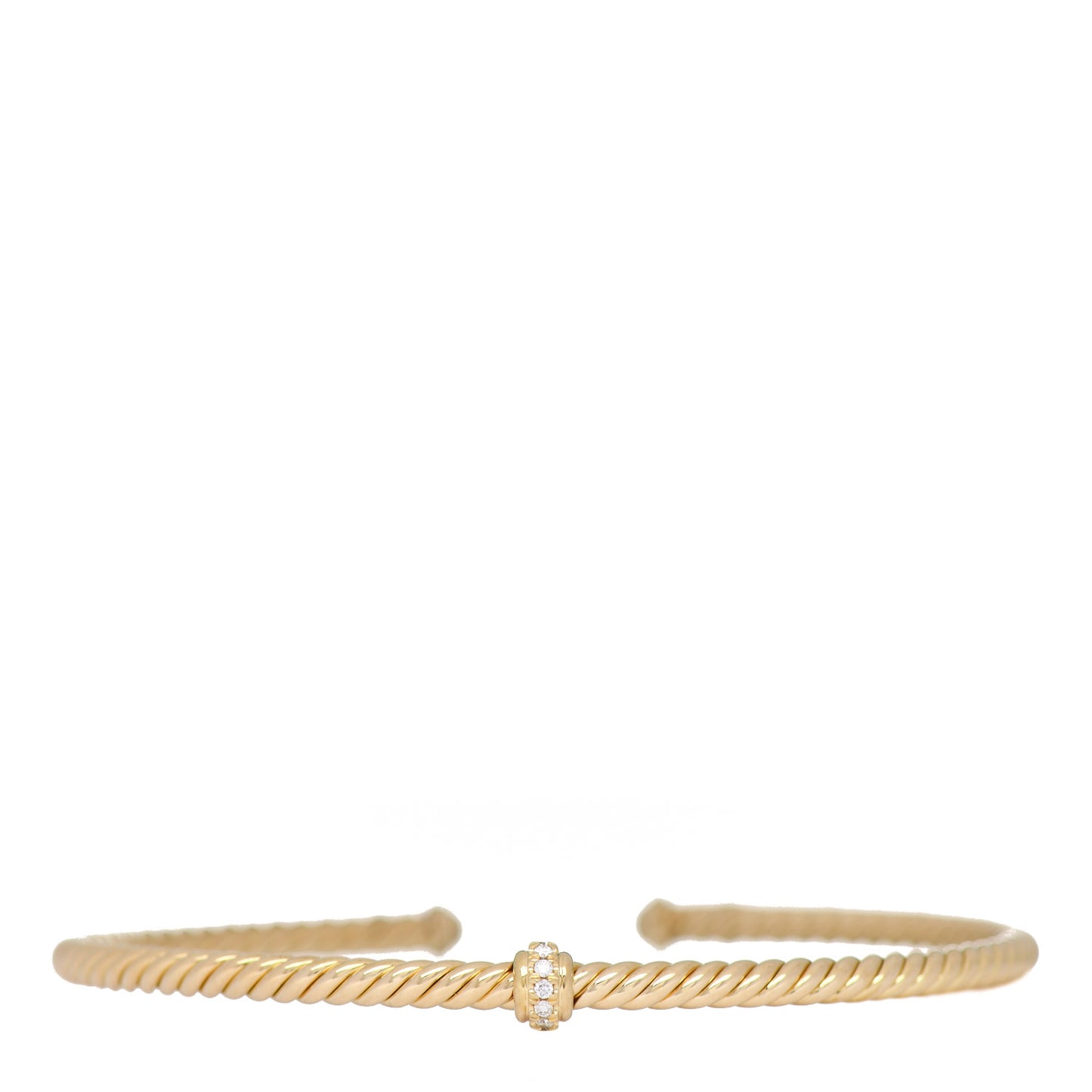 18K Yellow Gold Diamond 3mm Cablespira Single Station Bracelet