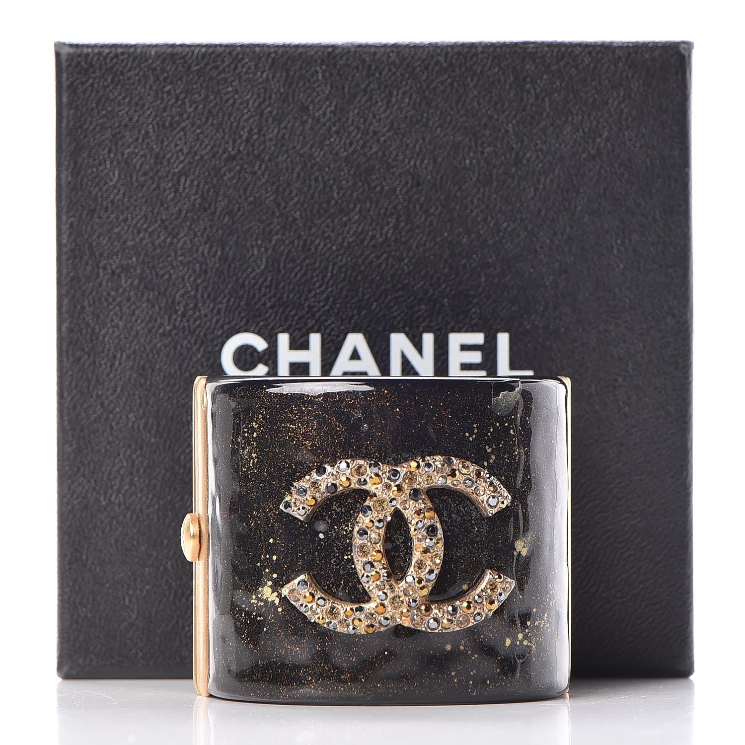 Chanel Resin Crystal CC Cuff Black Bronze 10 of 10