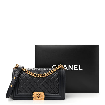 Chanel Lambskin Quilted Medium Boy Flap Black 11 of 11