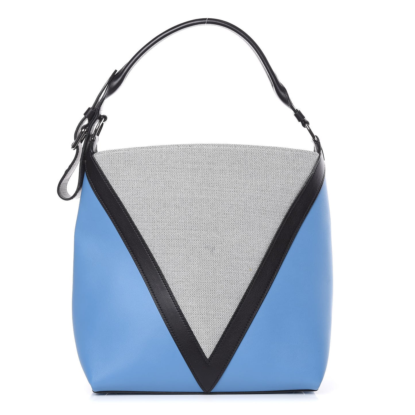 Calfskin Canvas V Hobo PM Bleuet Black