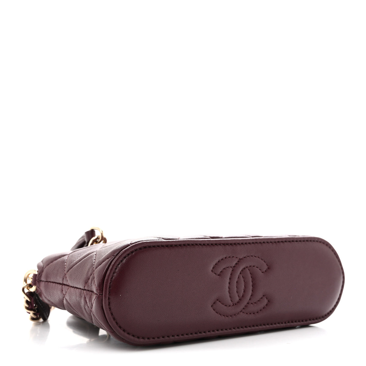 Chanel Lambskin Quilted Top Handle Classic Clutch With Chain Burgundy 4 of 11