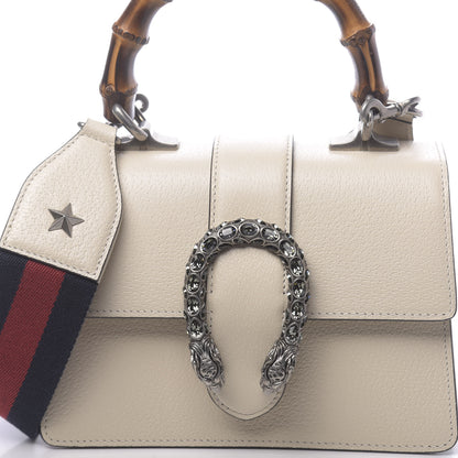 Gucci Textured Calfskin Crystal Bamboo Web Mini Dionysus Top Handle Bag Mystic White 8 of 11
