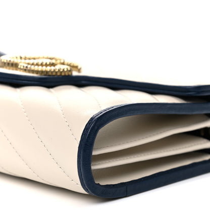 Gucci Vintage Effect Calfskin Matelasse Diagonal Torchon GG Marmont Chain Wallet Mystic White Blue Agata 6 of 10