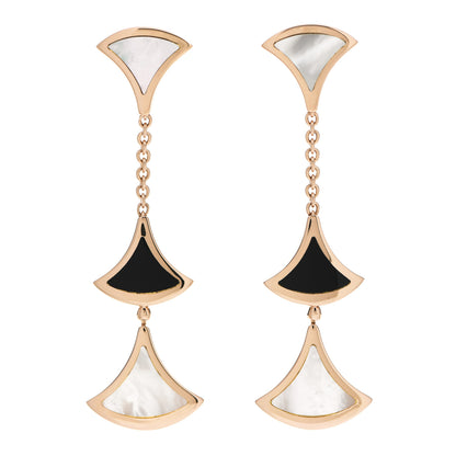 Bulgari 18K Rose Gold Black Onyx Mother of Pearl Divas' Dream Drop Earrings 1 of 6