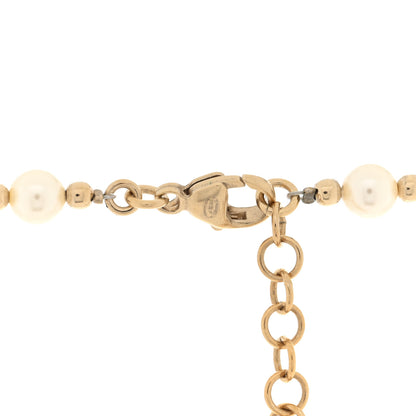 Chanel Pearl Crystal Chicklet Sautoir CC Long Necklace Gold Multicolor 4 of 4
