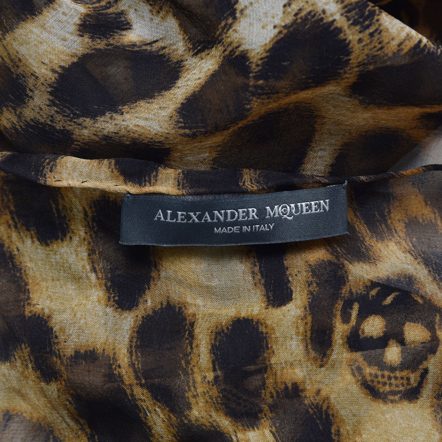 Alexander McQueen Cashmere Silk Leopard Skull Scarf Brown 3 of 4