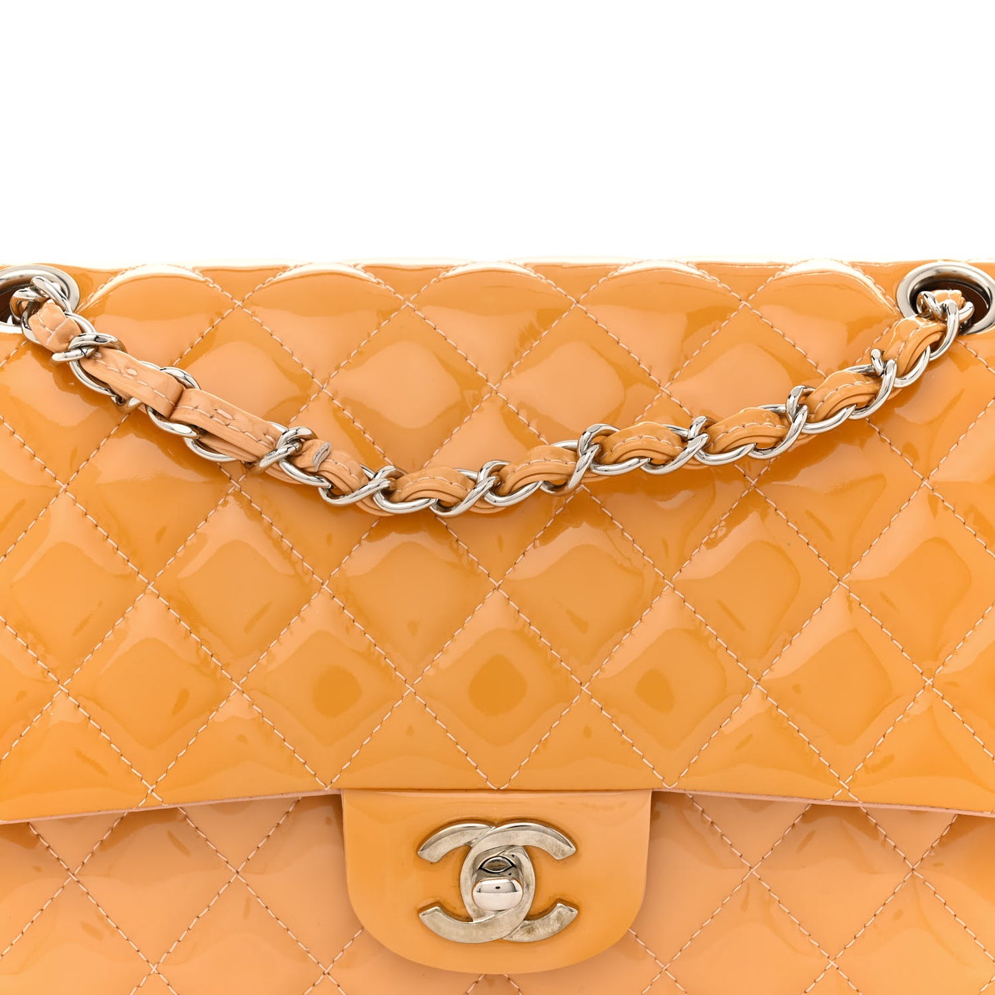 Patent Quilted Medium Double Flap Light Pink