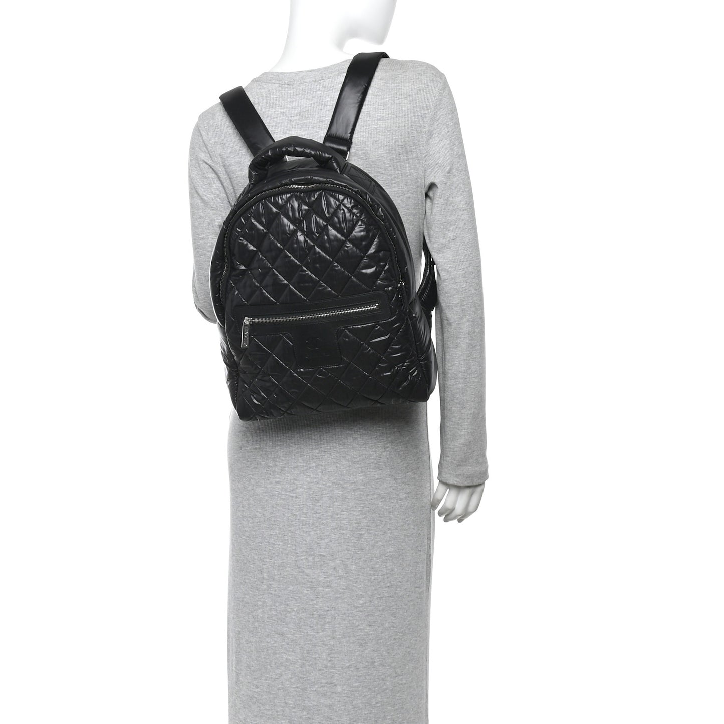 Nylon Quilted Coco Cocoon Backpack Black