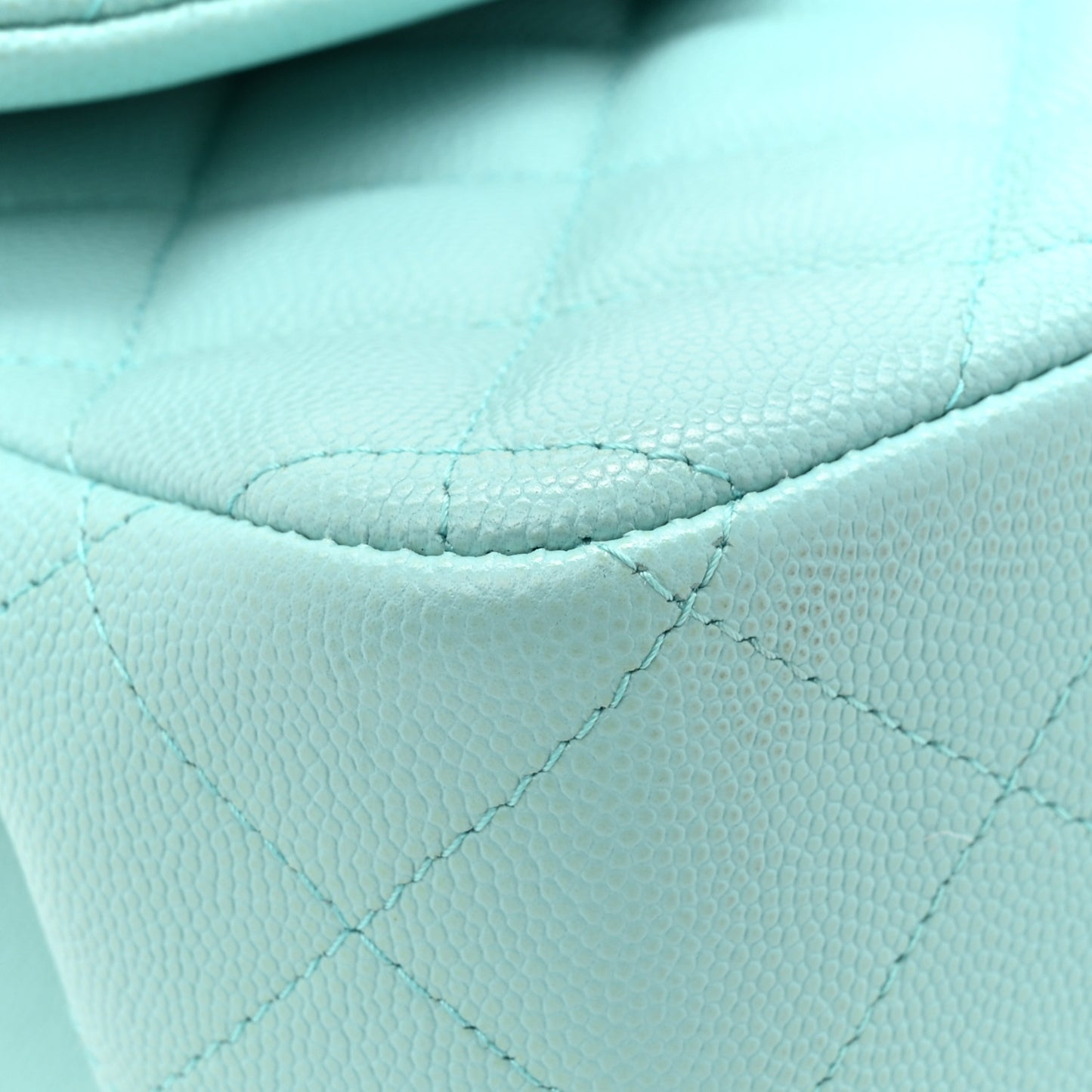 Caviar Quilted Jumbo Double Flap Light Blue