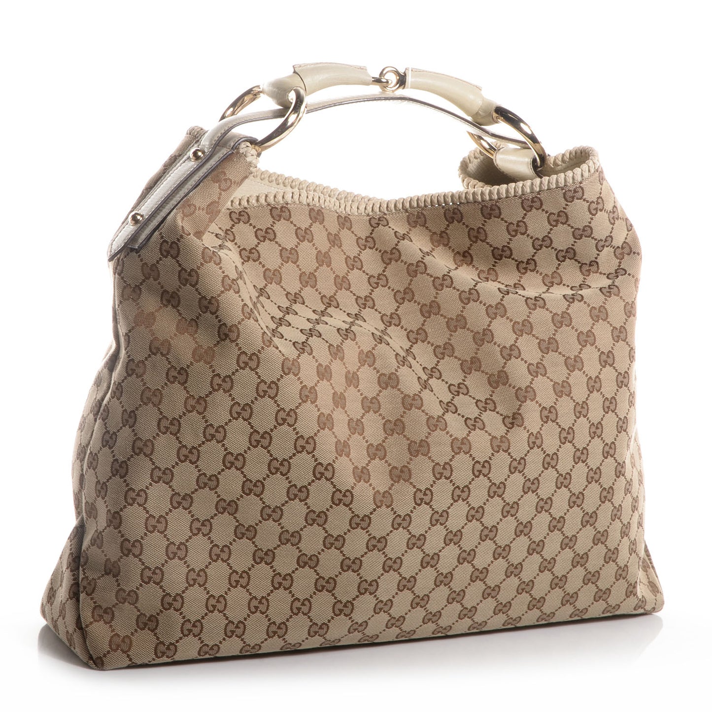 Monogram Large Horsebit Chain Hobo Off White