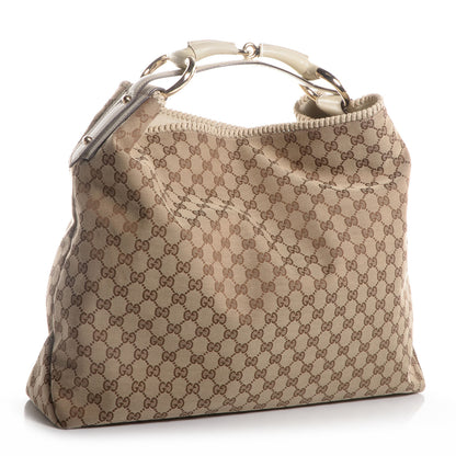 Gucci Monogram Large Horsebit Chain Hobo Off White 3 of 7