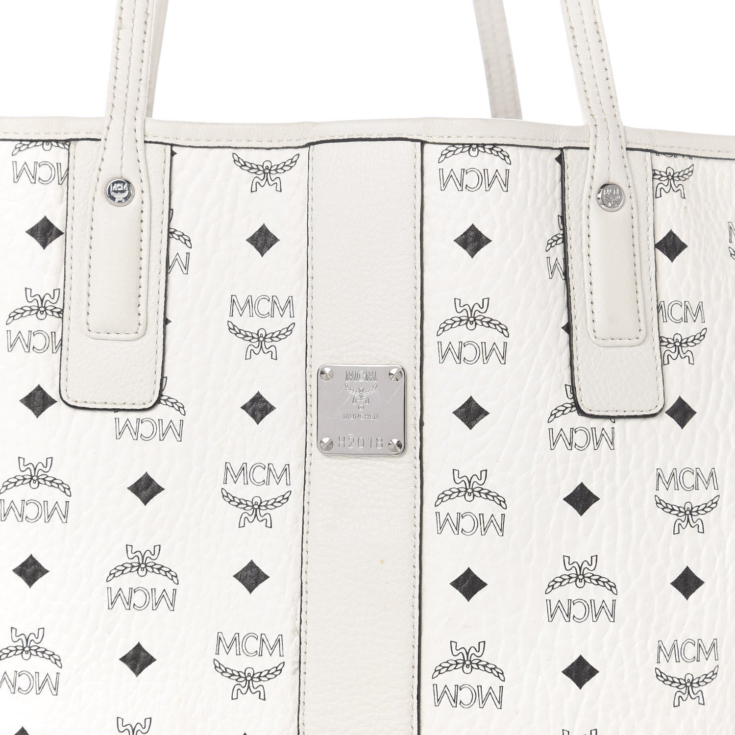 MCM Visetos Large Liz Reversible Shopper Tote White 14 of 14