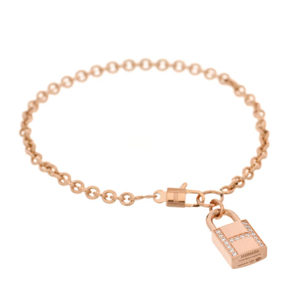 Hermes 18K Rose Gold Diamond Amulettes Cadenas Bracelet SH 1 of 3