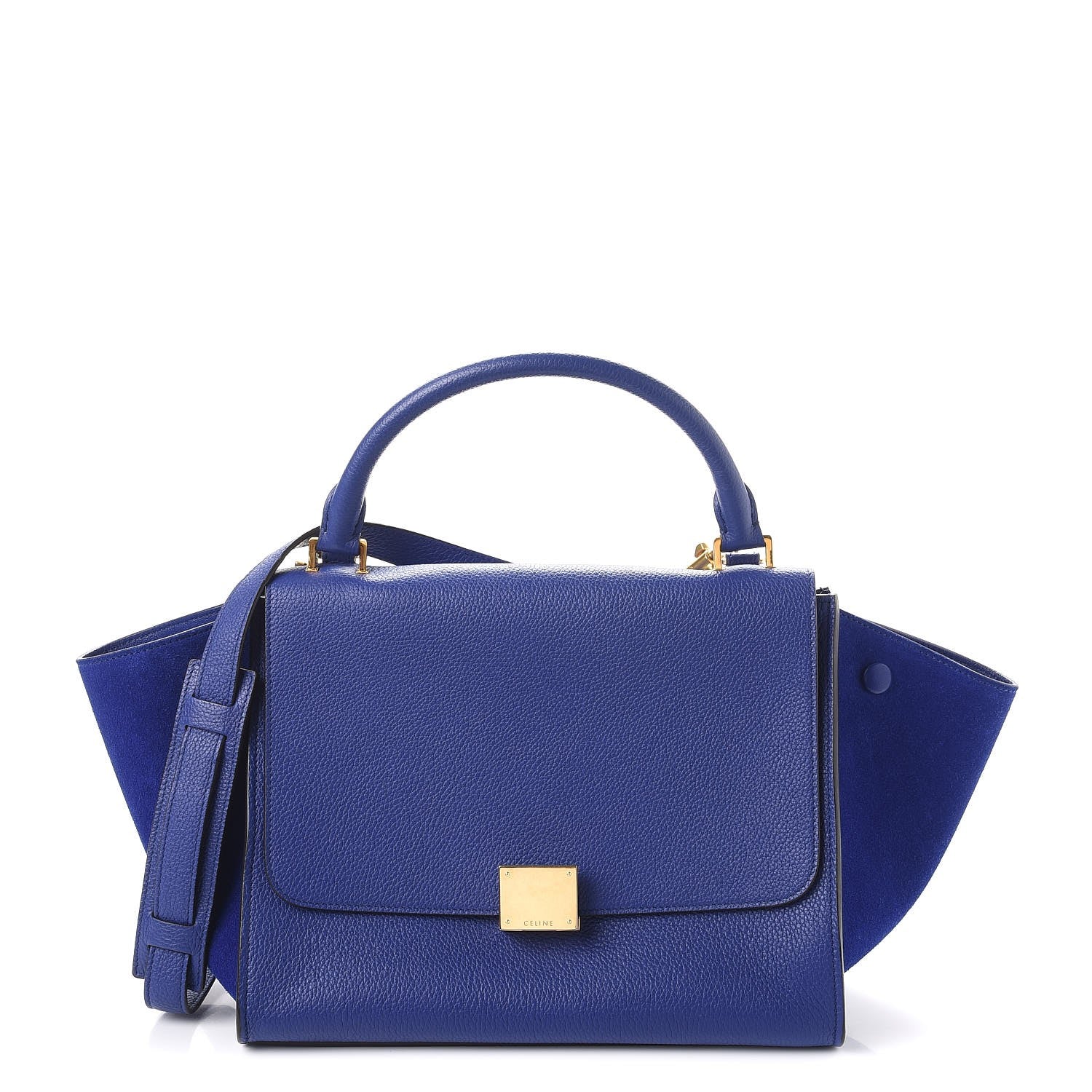 Celine Drummed Calfskin Suede Small Trapeze Indigo 1 of 8