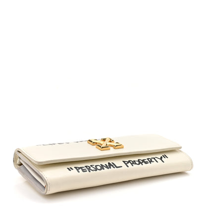 Off-White Calfskin Jitney Logo Flap Wallet On Chain White 4 of 15