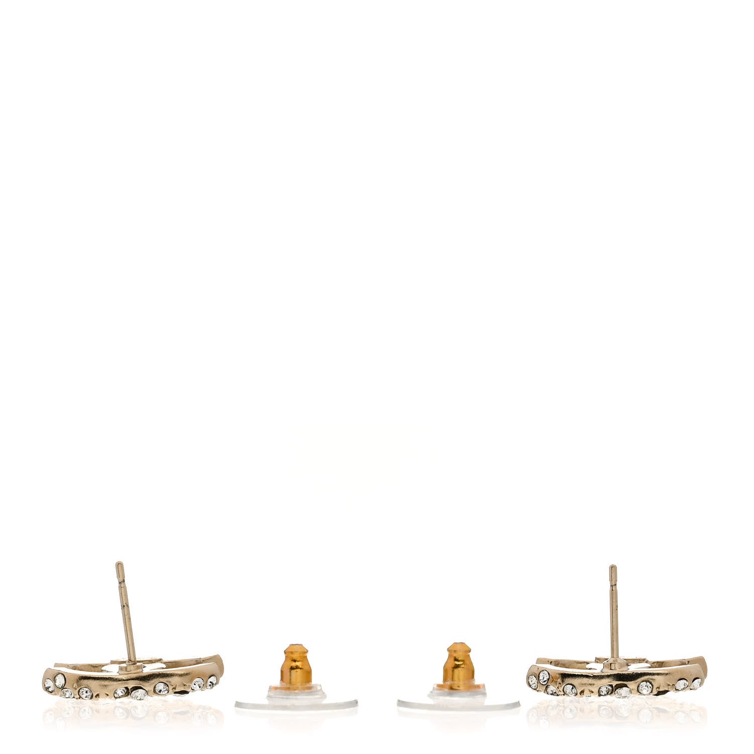 Chanel Crystal CC Earrings Gold 3 of 5