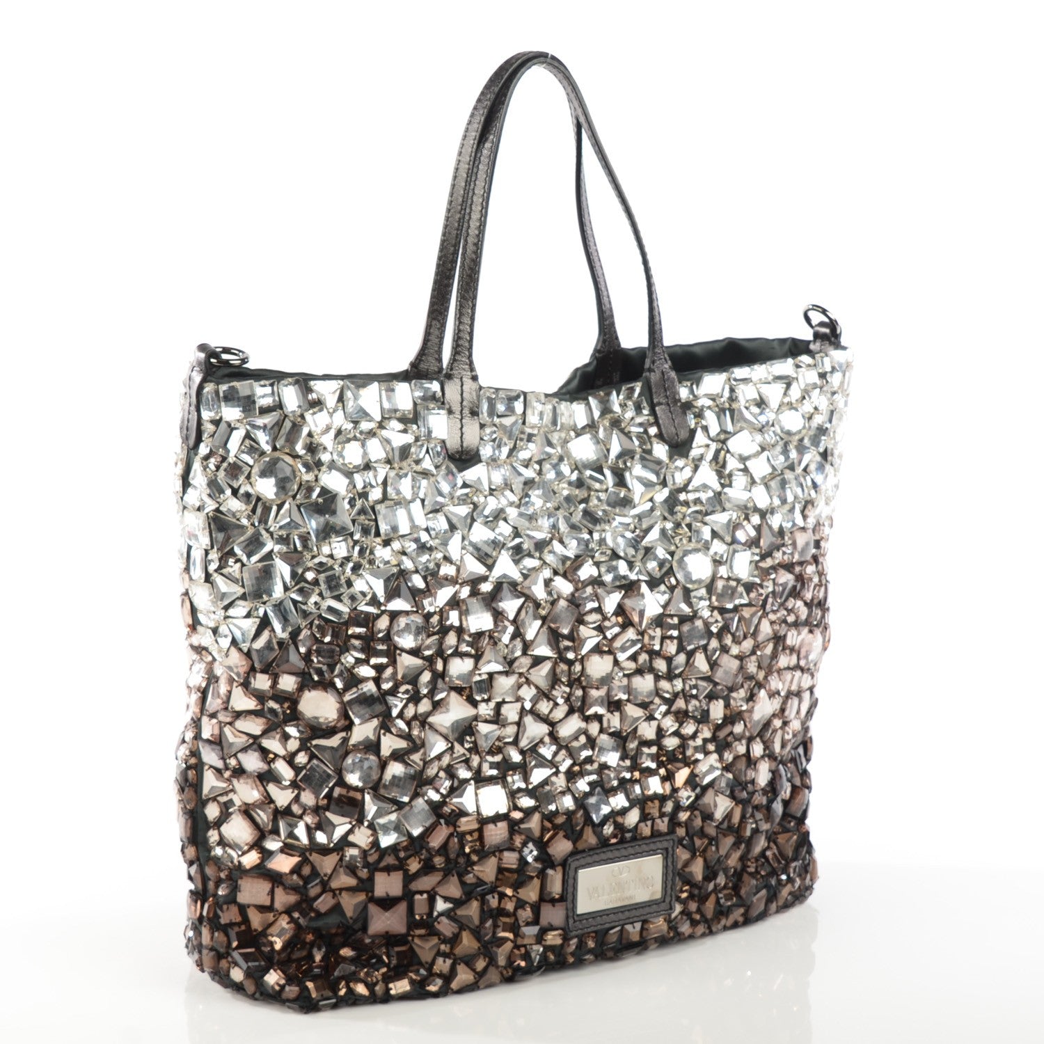 Valentino Garavani Vitello Crystal Ombre Tote Black 3 of 8