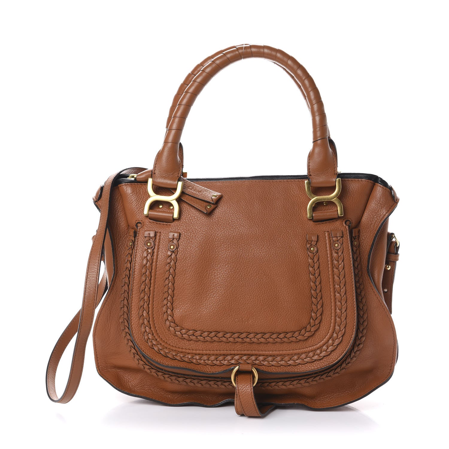 Chloe Calfskin Braided Medium Marcie Satchel Tan 1 of 10