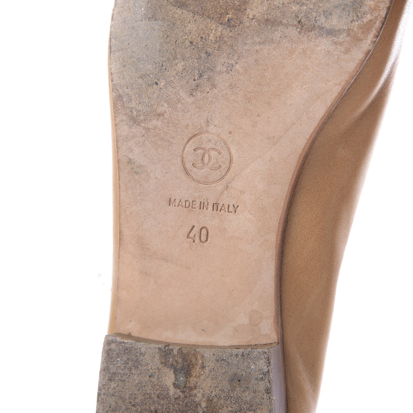 Lambskin Cap Toe CC Ballerina Flats 40 Beige