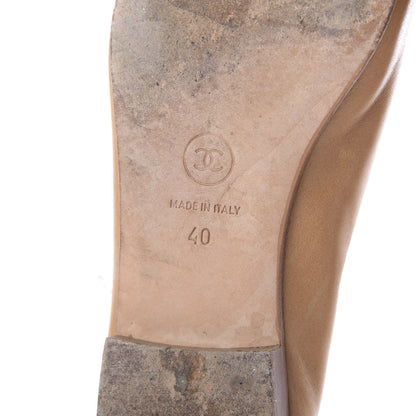 Chanel Lambskin Cap Toe CC Ballerina Flats 40 Beige 10 of 11