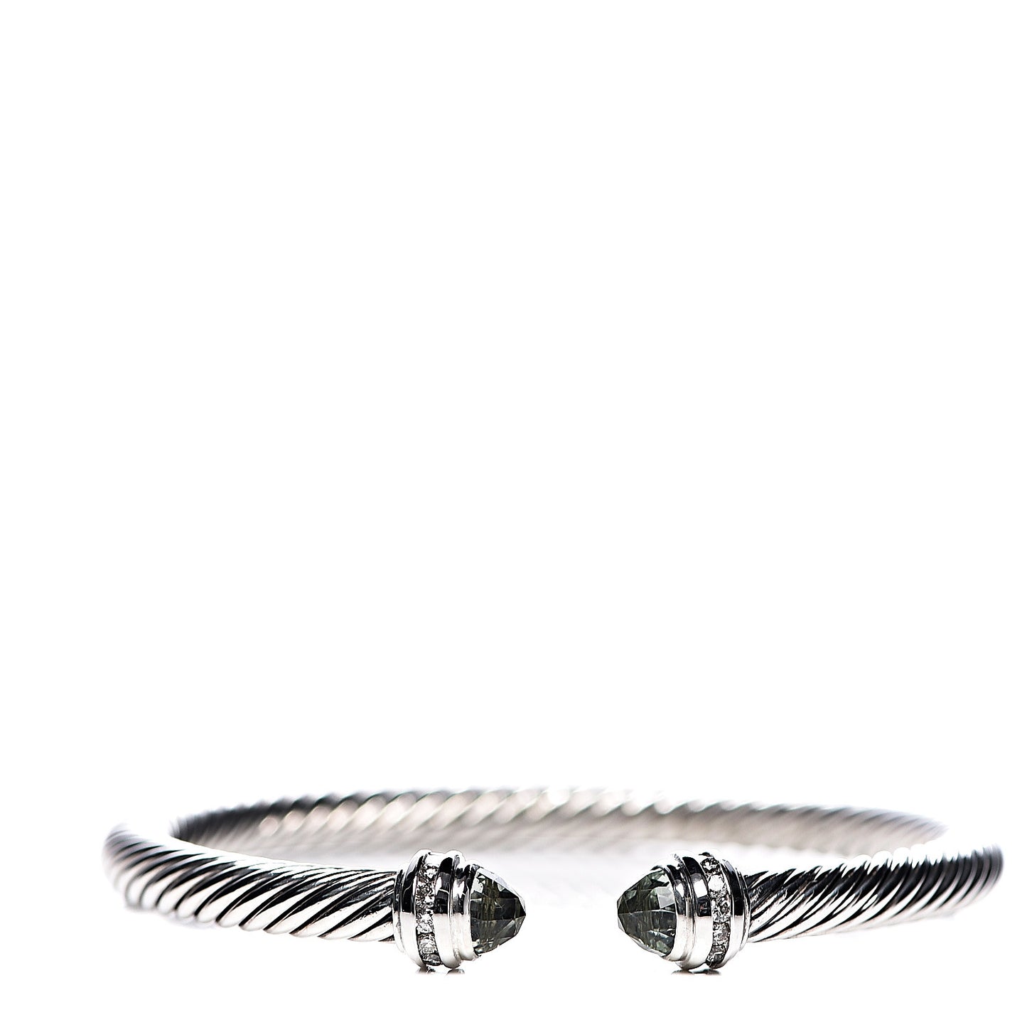 Sterling Silver Diamond Prasiolite 5mm Cable Classics Bracelet